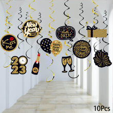 Load image into Gallery viewer, 2023 New Year Spiral Pendants Ornaments Hanging Garlands Christmas Decoraitons for Home New Year 2023 Decor
