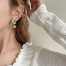 Load image into Gallery viewer, Creative Autumn Persimmon Leaf Orange Earrings Stud Fashion Cute Women Painting Oil Glazed Glass Earrings Jewelry Accessories
