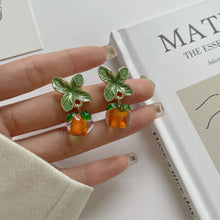 Load image into Gallery viewer, Creative Autumn Persimmon Leaf Orange Earrings Stud Fashion Cute Women Painting Oil Glazed Glass Earrings Jewelry Accessories
