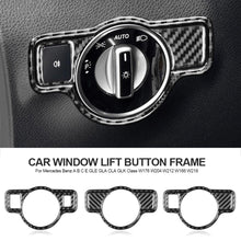 Load image into Gallery viewer, Carbon Fiber Headlight Switch Stickers Trim Car Cover For Mercedes Benz A B C E G Class CLA GLA GLE GLK GL W207 Accessories
