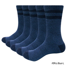 Load image into Gallery viewer, 5 Pairs/Pack Mens Moisture Wicking Mid Calf Thermal Work Boot Sports Hiking Socks For Riding Hiking Running
