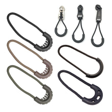 Load image into Gallery viewer, 5/10PCs Outdoor Travel EDC MultiPurpose Zipper Rope Black Camping Equipment Anti-theft Zipper Longer Tail Rope Bags Clip Buckle
