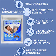 Load image into Gallery viewer, 10pcs/Pack Breathing Nose Patch Anti-snoring Nasal Strips Nasal Obstruction Breathing Nose Patch Health Care
