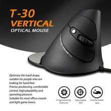 Load image into Gallery viewer, T-30 Wired Optical Mouse Vertical Mouse USB Wired Gaming Mouse 6 Keys Ergonomic Mice with 4 Adjustable DPI for PC Laptop
