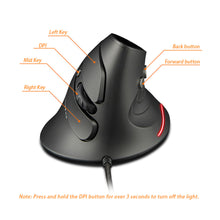 Load image into Gallery viewer, T-30 Wired Optical Mouse Vertical Mouse USB Wired Gaming Mouse 6 Keys Ergonomic Mice with 4 Adjustable DPI for PC Laptop

