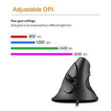 Load image into Gallery viewer, T-30 Wired Optical Mouse Vertical Mouse USB Wired Gaming Mouse 6 Keys Ergonomic Mice with 4 Adjustable DPI for PC Laptop
