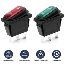 Load image into Gallery viewer, Waterproof 3pin ON/OFF 16A 125V AC Light Power Switch High Current Rocker With LED Button Switch Ship Type
