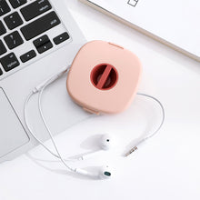 Load image into Gallery viewer, Cable Organizer Rotating Winder Plastic Box Portable Phone Holder Stand Earphone Cord Storage Case
