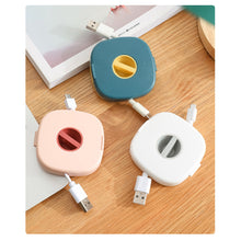 Load image into Gallery viewer, Cable Organizer Rotating Winder Plastic Box Portable Phone Holder Stand Earphone Cord Storage Case
