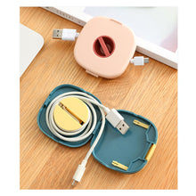 Load image into Gallery viewer, Cable Organizer Rotating Winder Plastic Box Portable Phone Holder Stand Earphone Cord Storage Case
