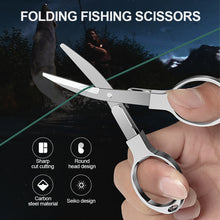 Load image into Gallery viewer, Portable Folding Scissors Safe Keychain Trip Scissors Cutter Safety Portable Travel Trip Scissors Used For Home Office Fishing
