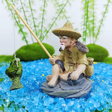 Load image into Gallery viewer, Aquarium Old Fisherman Ornaments Fish Tank Resin Decoration Accessories Garden Decor Fingurine Desk Ornaments
