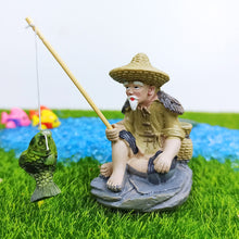Load image into Gallery viewer, Aquarium Old Fisherman Ornaments Fish Tank Resin Decoration Accessories Garden Decor Fingurine Desk Ornaments
