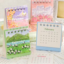 Load image into Gallery viewer, 2023 Mini Landscape Painting Flower Calendar Daily Organizer Desktop Schedule Monthly Planner Yearly Agenda for Home Decor Office Table School Supplies Decoration Stationery
