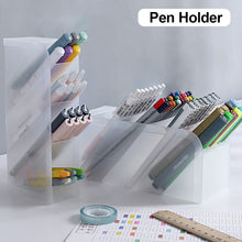 Load image into Gallery viewer, Transparent Oblique Insert Pen Holder Student Desk Pen Bucket Makeup Pencil Storage Box Desktop Stationery Organizer Storage Bin
