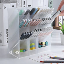 Load image into Gallery viewer, Transparent Oblique Insert Pen Holder Student Desk Pen Bucket Makeup Pencil Storage Box Desktop Stationery Organizer Storage Bin
