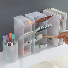 Load image into Gallery viewer, Transparent Oblique Insert Pen Holder Student Desk Pen Bucket Makeup Pencil Storage Box Desktop Stationery Organizer Storage Bin
