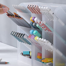 Load image into Gallery viewer, Transparent Oblique Insert Pen Holder Student Desk Pen Bucket Makeup Pencil Storage Box Desktop Stationery Organizer Storage Bin
