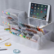 Load image into Gallery viewer, Transparent Oblique Insert Pen Holder Student Desk Pen Bucket Makeup Pencil Storage Box Desktop Stationery Organizer Storage Bin
