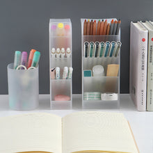 Load image into Gallery viewer, Transparent Oblique Insert Pen Holder Student Desk Pen Bucket Makeup Pencil Storage Box Desktop Stationery Organizer Storage Bin
