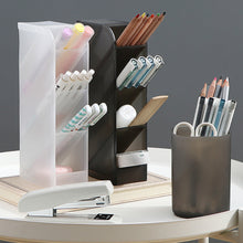 Load image into Gallery viewer, Transparent Oblique Insert Pen Holder Student Desk Pen Bucket Makeup Pencil Storage Box Desktop Stationery Organizer Storage Bin

