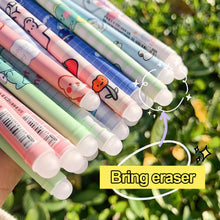 Load image into Gallery viewer, 0.5mm Cute Cartoon Design Erasable Pen Students Blue Black Gel Pens Kids Learning Stationery Office Supplies
