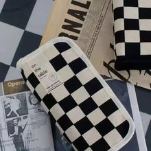 Load image into Gallery viewer, Large Capacity Pencil Case Simple Checkerboard Lattice Pencil Bag Stationery Student Canvas Estuche Multifuncional Lapices
