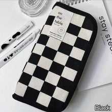 Load image into Gallery viewer, Large Capacity Pencil Case Simple Checkerboard Lattice Pencil Bag Stationery Student Canvas Estuche Multifuncional Lapices
