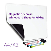 Load image into Gallery viewer, A4/A3 Magnetic Dry Erase Board Fridge Markers WhiteBoard Sheet,Home Kitchen Erasable Flexible Refrigerator Magnet Memo Grocery List
