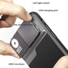 Load image into Gallery viewer, 400X Microscope Phone Lens Case Kit for iphone 12 Pro MAX 11 pro max Bulit-in Light Lens Tinyscope Kit Tipscope
