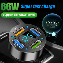 Load image into Gallery viewer, 4 Ports USB Car Charger Fast Charging PD Quick Charge 3.0 USB C Car Phone Charger Adapter For iPhone 13 12 Xiaomi Samsung
