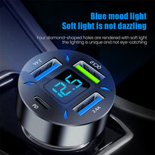 Load image into Gallery viewer, 4 Ports USB Car Charger Fast Charging PD Quick Charge 3.0 USB C Car Phone Charger Adapter For iPhone 13 12 Xiaomi Samsung
