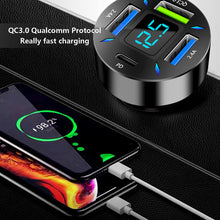 Load image into Gallery viewer, 4 Ports USB Car Charger Fast Charging PD Quick Charge 3.0 USB C Car Phone Charger Adapter For iPhone 13 12 Xiaomi Samsung
