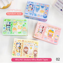 Load image into Gallery viewer, 4/5Rolls 4/9Pcs Cute Cartoon Washi Tape Scrapbooking Creative Japanese Kawaii Masking Journal Tape DIY Scrapbooking Diary Tape Sticker
