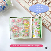 Load image into Gallery viewer, 4/5Rolls 4/9Pcs Cute Cartoon Washi Tape Scrapbooking Creative Japanese Kawaii Masking Journal Tape DIY Scrapbooking Diary Tape Sticker

