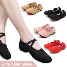Load image into Gallery viewer, Girls Ballet Shoes Kids Dance Slippers Professional Cowhide Soft Sole Ballet Dance Girls Female Ballet Yoga Gym Dance Shoes
