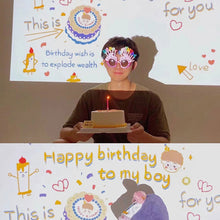 Load image into Gallery viewer, Ins Happy Birthday Photograph Background Projection Lamp Projector Photo Prop Creative Birthday Cake Cute Photograph Birthday Party Supplies
