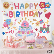 Load image into Gallery viewer, Ins Hanging Cloth Party Background Happy Birthday Tapestry Decor Cloth Children Room Wall Cute Tapestry Home Decor Photo Props 95*75cm
