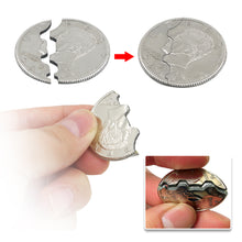 Load image into Gallery viewer, Magic Coins &amp; Paper Money Bite Restored Illusion Coin For Magic Show Bitten Coin Half Dollar Magician Coin Funny Magic Tricks
