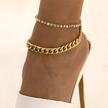 Load image into Gallery viewer, Fashion Rhinestone Chain Women's Anklets Silver Gold Chain Luxury Double-deck Leg Ankle Chain Accessories Wedding Party Jewelry
