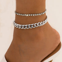 Load image into Gallery viewer, Fashion Rhinestone Chain Women's Anklets Silver Gold Chain Luxury Double-deck Leg Ankle Chain Accessories Wedding Party Jewelry
