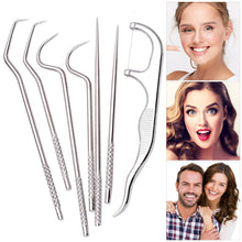 Load image into Gallery viewer, Portable Stainless Steel Toothpick Set Tooth Cleaning Flossing Reusable Dental Floss Toothpicks Teeth Cleaner Oral Care Cleaning
