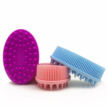 Load image into Gallery viewer, Silicone Double-sided Shampoo Bath Brush Exfoliating Skin Fit Baby Training Tactile Brush Soft Hair Massage Shampoo Bath Brush
