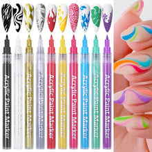Load image into Gallery viewer, 3D Nail Paint Pen Graffiti Painting Pen Multicolored DIY Nail Pen Manicure Draw Paint Pen Nail Art Accessories
