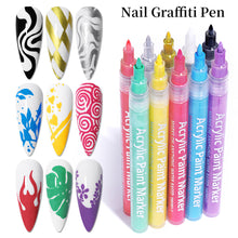 Load image into Gallery viewer, 3D Nail Paint Pen Graffiti Painting Pen Multicolored DIY Nail Pen Manicure Draw Paint Pen Nail Art Accessories

