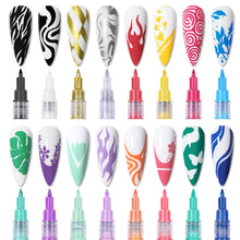 Load image into Gallery viewer, 3D Nail Paint Pen Graffiti Painting Pen Multicolored DIY Nail Pen Manicure Draw Paint Pen Nail Art Accessories
