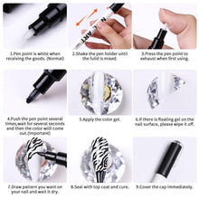 Load image into Gallery viewer, 3D Nail Paint Pen Graffiti Painting Pen Multicolored DIY Nail Pen Manicure Draw Paint Pen Nail Art Accessories
