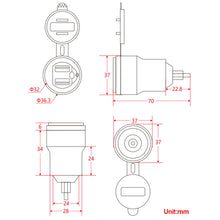 Load image into Gallery viewer, Aluminium USB Charger PD Dual QC 3.0 Quick Charger Adapter Waterproof Socket Motorcycles for Hella DIN Socket/BMW
