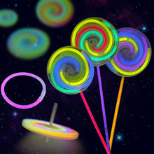 Load image into Gallery viewer, Luminous Lollipop Glow Stick Rotating Windmill Fluorescent Light Stick Photo Props Let's Glow Party Decor Kids Birthday Gift
