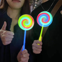 Load image into Gallery viewer, Luminous Lollipop Glow Stick Rotating Windmill Fluorescent Light Stick Photo Props Let's Glow Party Decor Kids Birthday Gift
